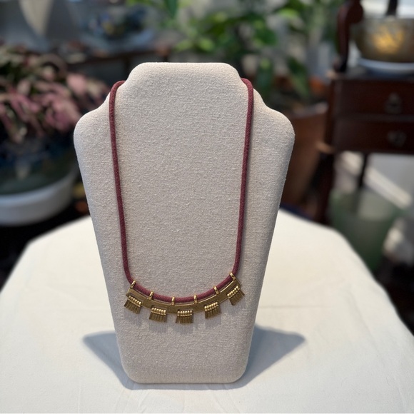 Madewell Gold Fringe Tassel Charm Boho Festival Statement Necklace 21” - Picture 4 of 5